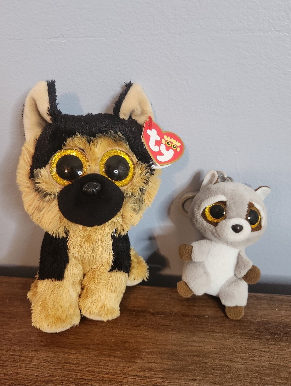 Set Of 2 TY Beanie Boos 2020 German Shepherd Spirit And 2021 Oakie Racoon